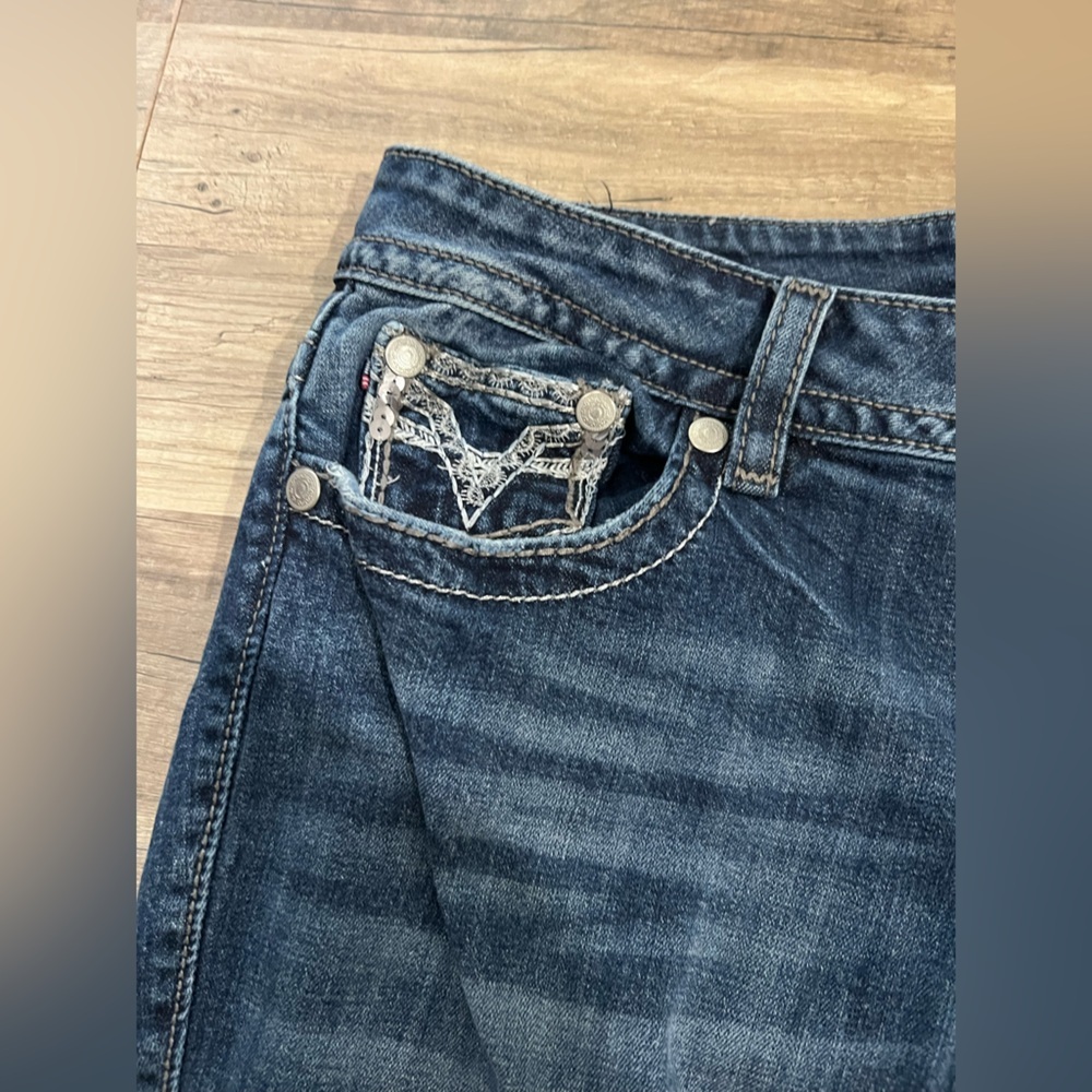 Vigoss The Dallas Slim Boot Woman’s Dark Wash Sturdy Western Bling Jeans 16 - Picture 3 of 16